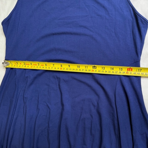 EILEEN FISHER Navy Sleeveless Midi Dress W/ Gathered Hem— Made in USA (L) - Picture 9 of 10